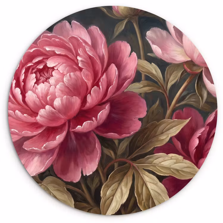 Muurcirkel - Bloemen - Roze - Klassiek - Natuur — 1