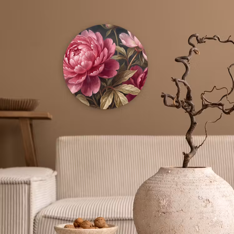 Muurcirkel - Bloemen - Roze - Klassiek - Natuur — 2