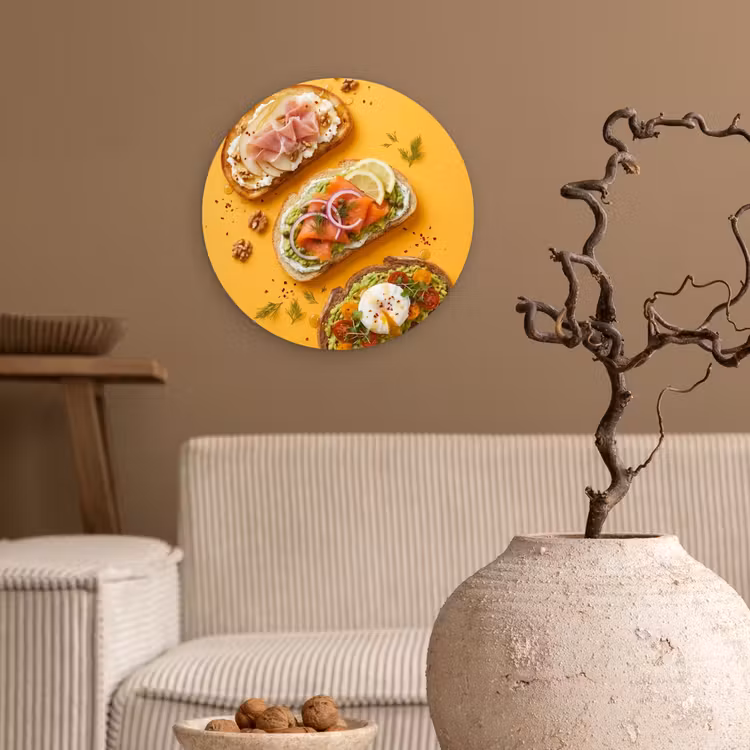 Muurcirkel - Eten - Brood - Ontbijt - Modern - Kleurrijk — 2