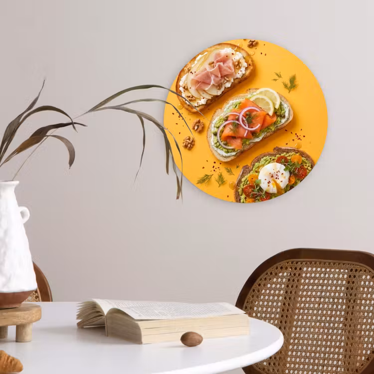Muurcirkel - Eten - Brood - Ontbijt - Modern - Kleurrijk — 4