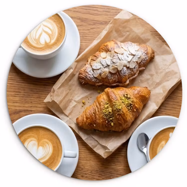 Muurcirkel - Eten - Croissant - Koffie - Ontbijt - Modern — 1