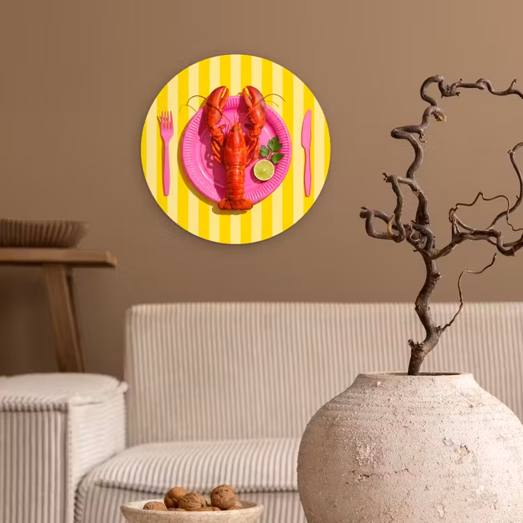 Muurcirkel - Eten - Roze - Geel - Modern - Culinaire — 2
