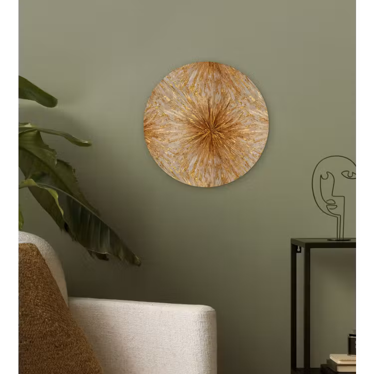 Muurcirkel - Explosie - Abstract - Goud - Wit — 3