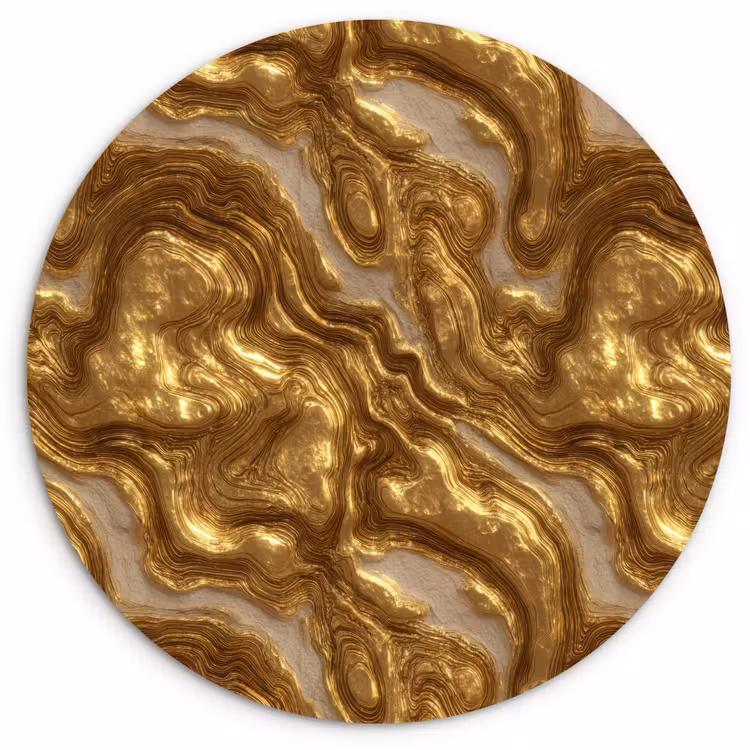 Muurcirkel - Golven - Organisch - Goud - Crème — 1
