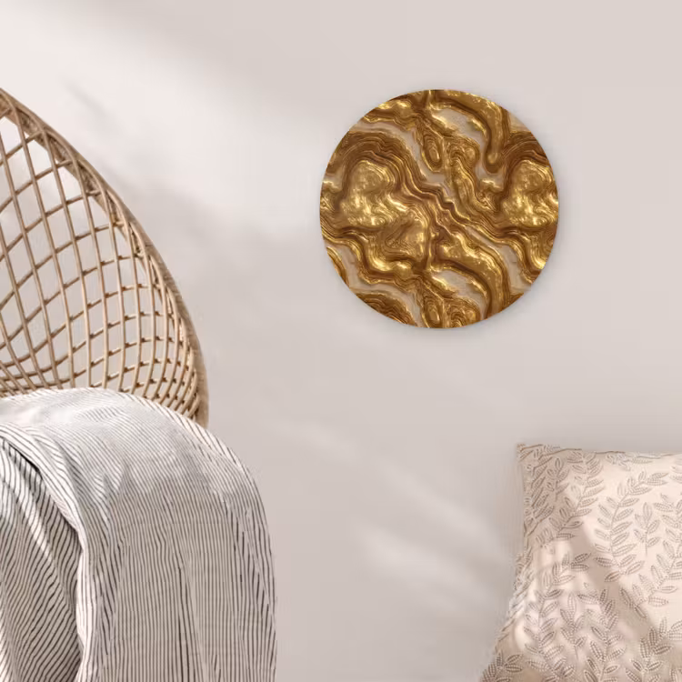 Muurcirkel - Golven - Organisch - Goud - Crème — 5