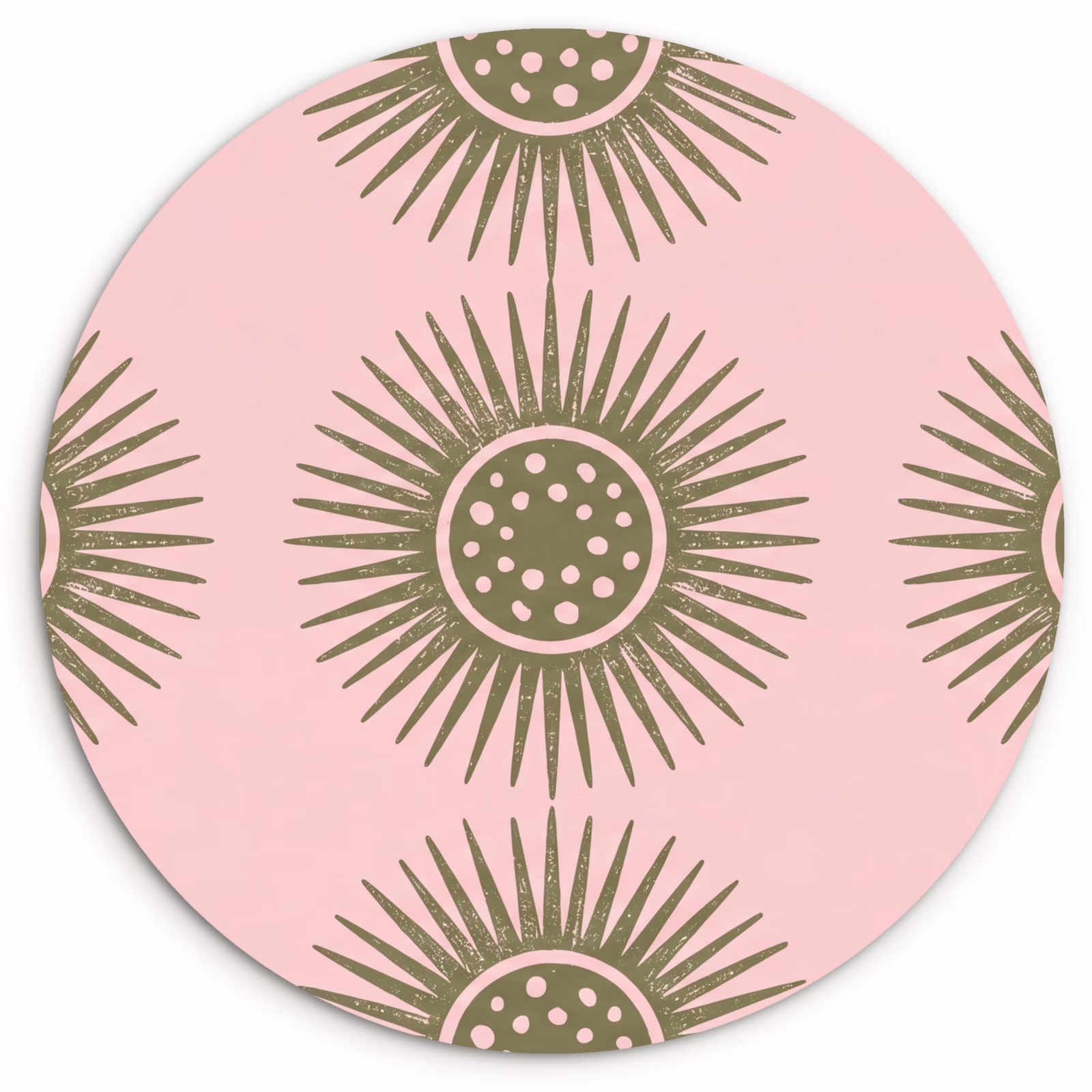 Muurcirkel - Bloemen - Patroon - Abstract - Roze - Groen — 1