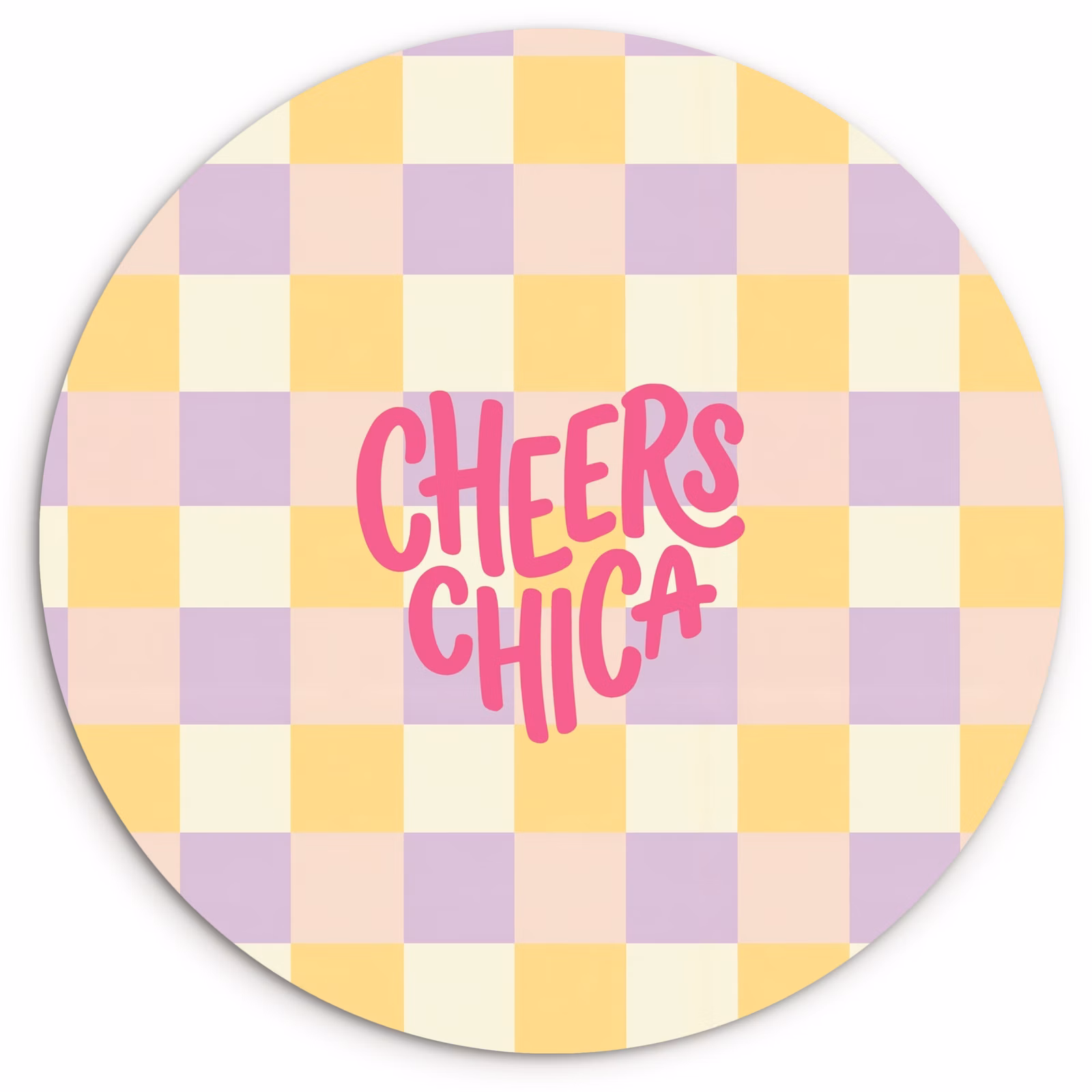 Muurcirkel - Cheers Chica - Ruitjes - Lila - Geel — 1
