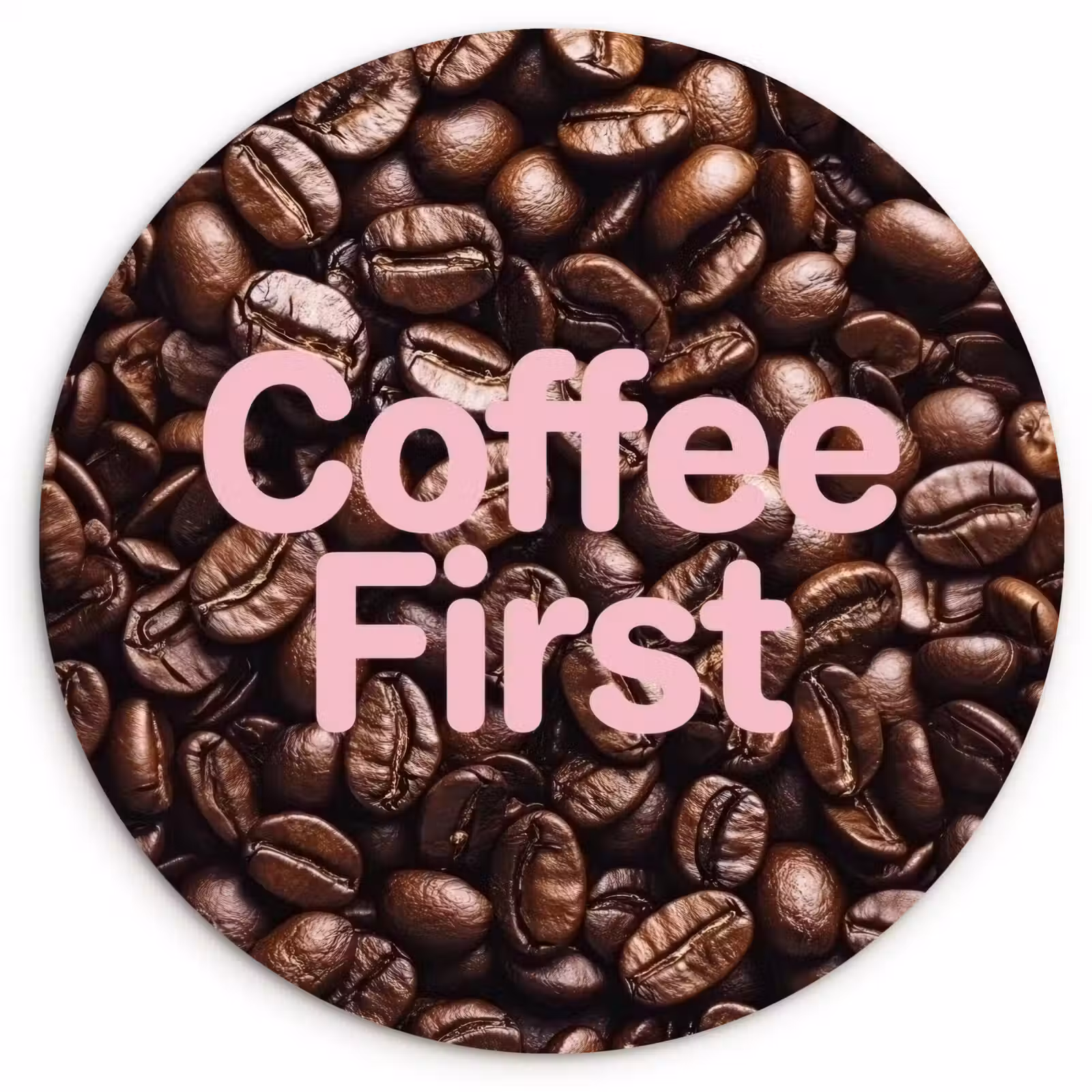 Muurcirkel - Coffee First - Koffiebonen - Roze — 1