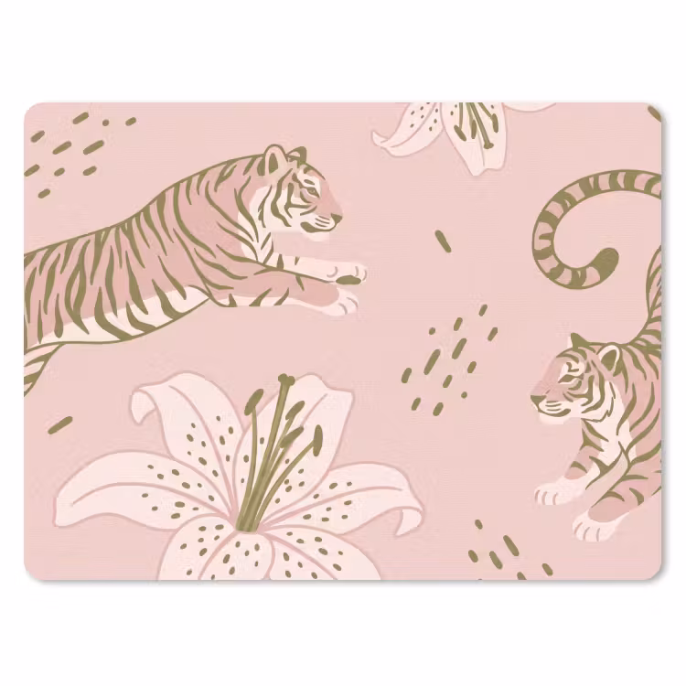 Muismat - Kat - Springend - Bloemen - Abstract - Roze — 1