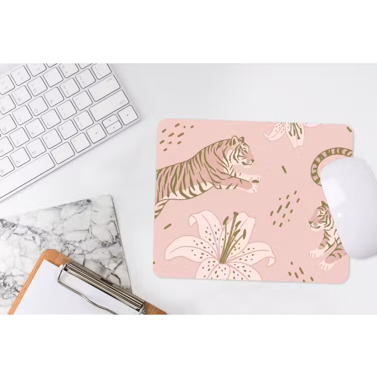 Muismat - Kat - Springend - Bloemen - Abstract - Roze — 2
