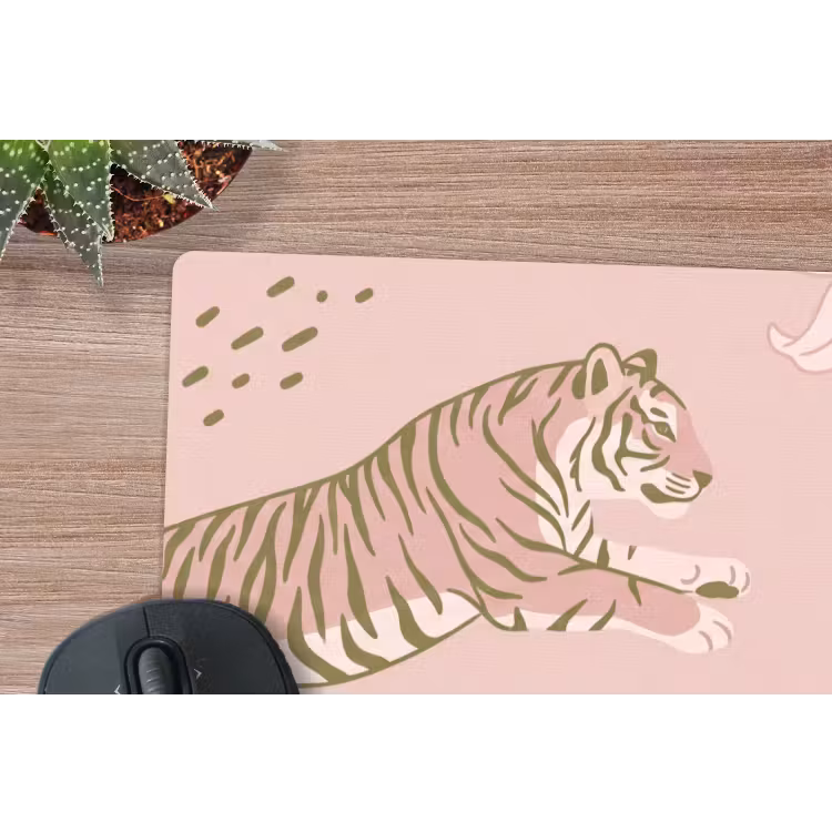 Muismat - Kat - Springend - Bloemen - Abstract - Roze — 4