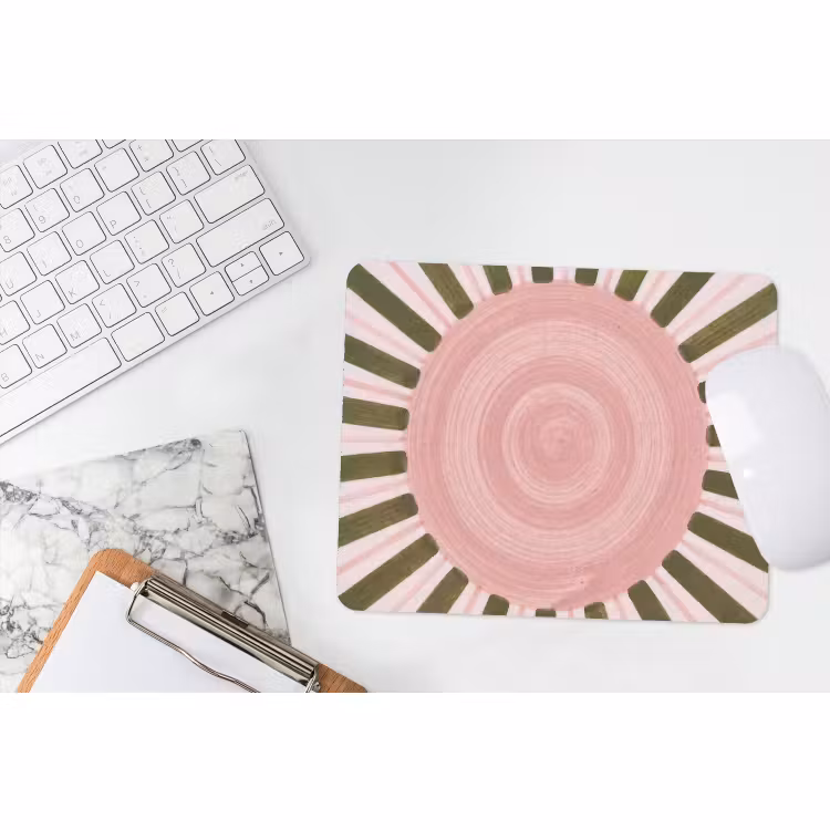 Muismat - Patroon - Cirkel - Stralen - Abstract - Roze — 2