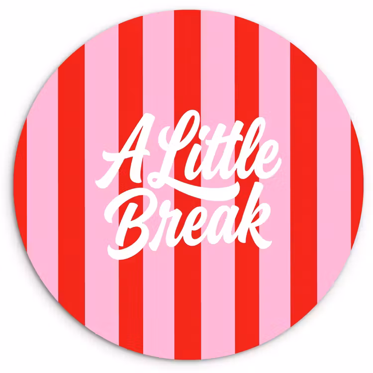 Muurcirkel - A Little Break - Strepen - Rood - Roze — 1