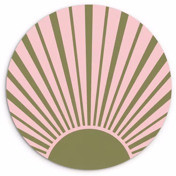 Muurcirkel - Abstract - Stralen - Grafisch - Roze - Groen — 1