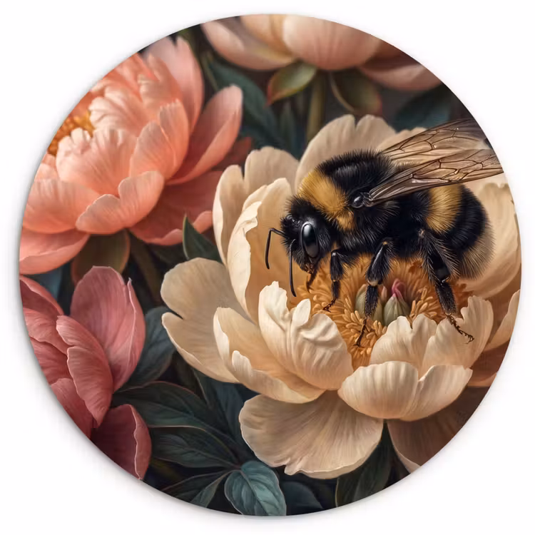 Muurcirkel - Bloemen - Insect - Natuur - Roze — 1
