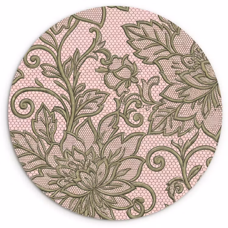 Muurcirkel - Bloemen - Kant - Patroon - Klassiek - Groen — 1