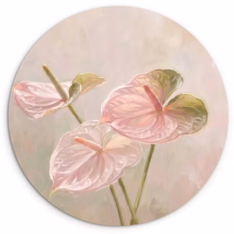 Muurcirkel - Bloemen - Pastel - Abstract - Natuur - Groen — 1