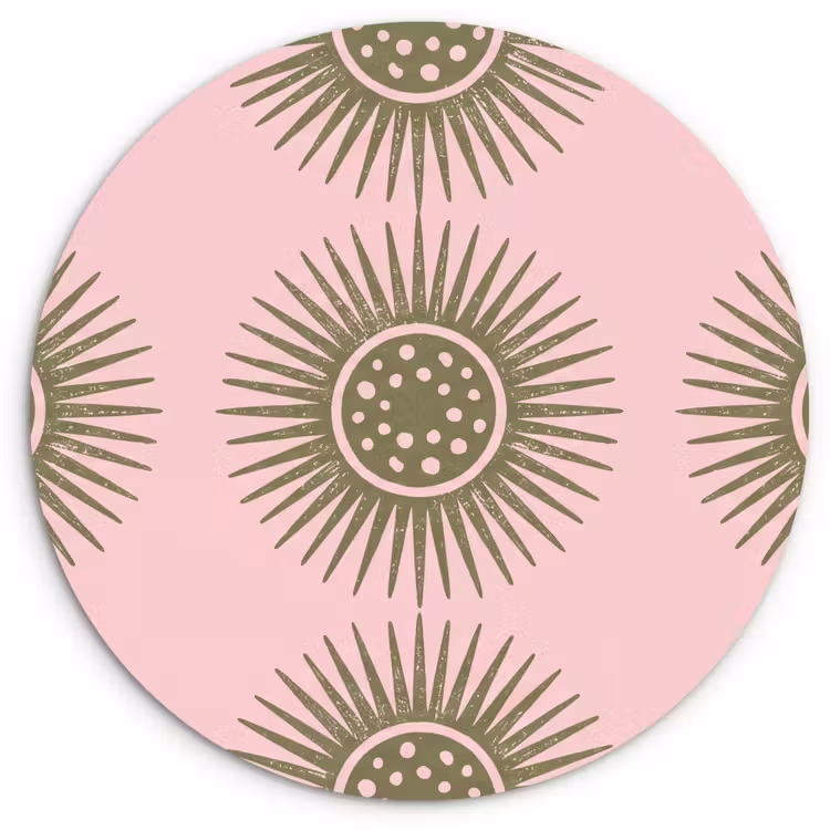 Muurcirkel - Bloemen - Patroon - Abstract - Roze - Groen — 1
