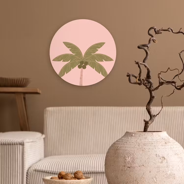 Muurcirkel - Boom - Palm - Natuur - Illustratie - Roze — 2
