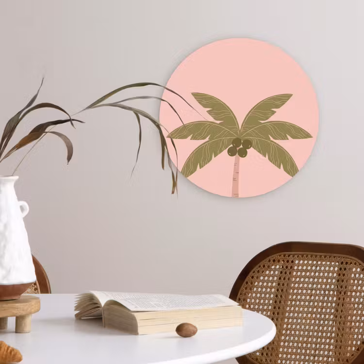 Muurcirkel - Boom - Palm - Natuur - Illustratie - Roze — 4