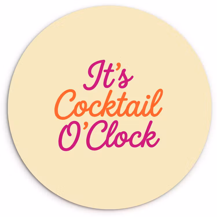 Muurcirkel - Cocktail O'Clock - Geel - Retro — 1