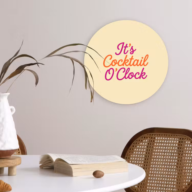 Muurcirkel - Cocktail O'Clock - Geel - Retro — 4