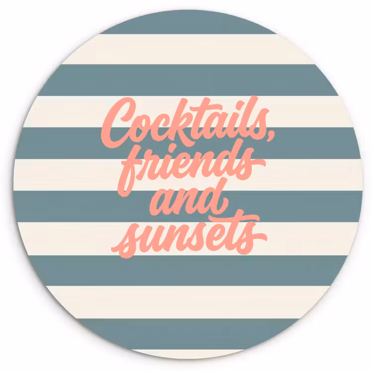 Muurcirkel - Cocktails - Strepen - Blauw - Koraal — 1