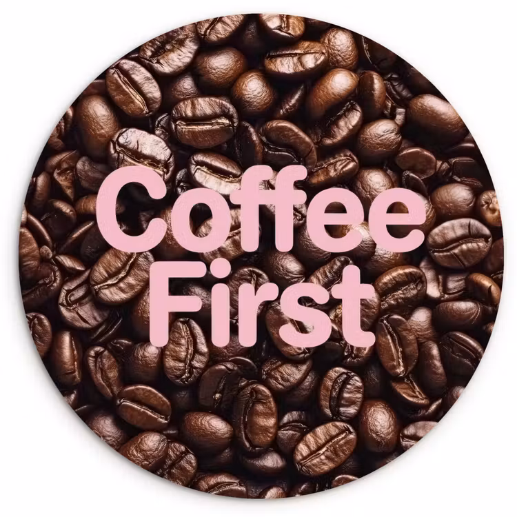 Muurcirkel - Coffee First - Koffiebonen - Roze — 1