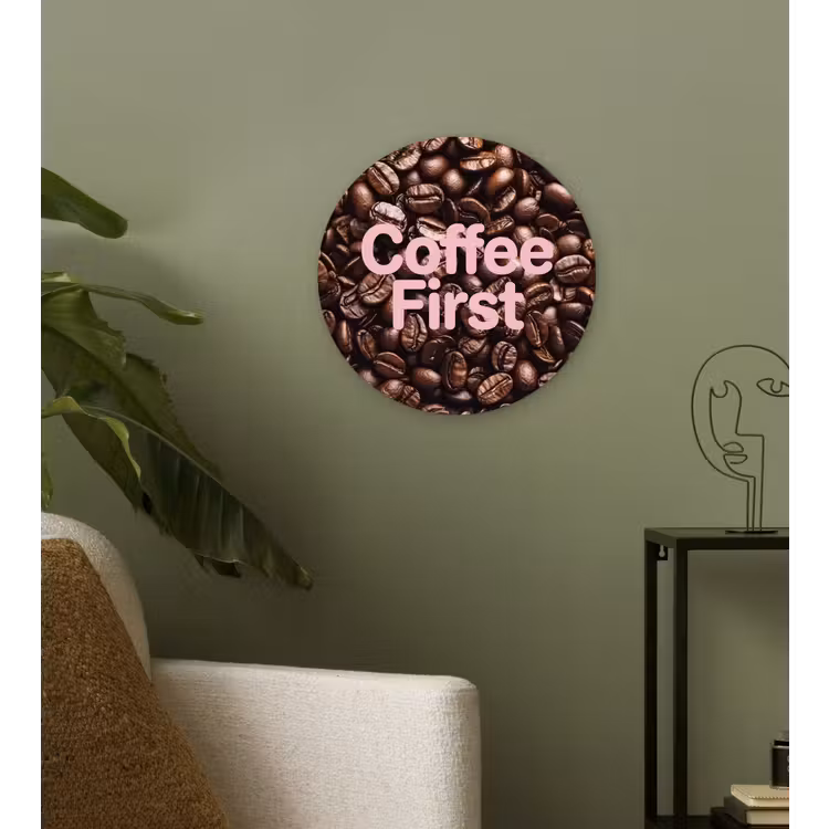 Muurcirkel - Coffee First - Koffiebonen - Roze — 3