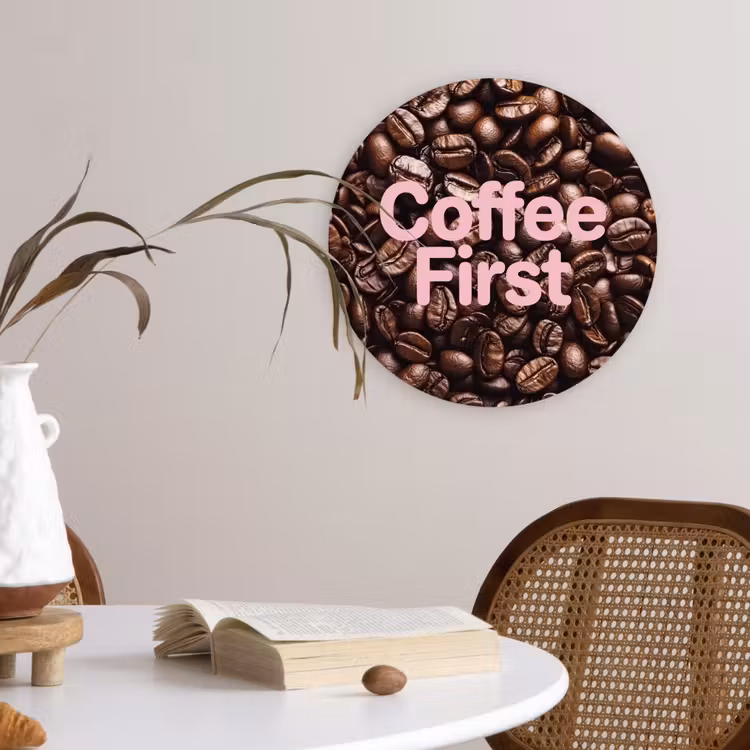 Muurcirkel - Coffee First - Koffiebonen - Roze — 4