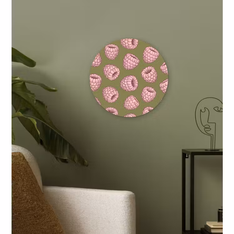 Muurcirkel - Eten - Patroon - Illustratie - Roze - Groen — 3