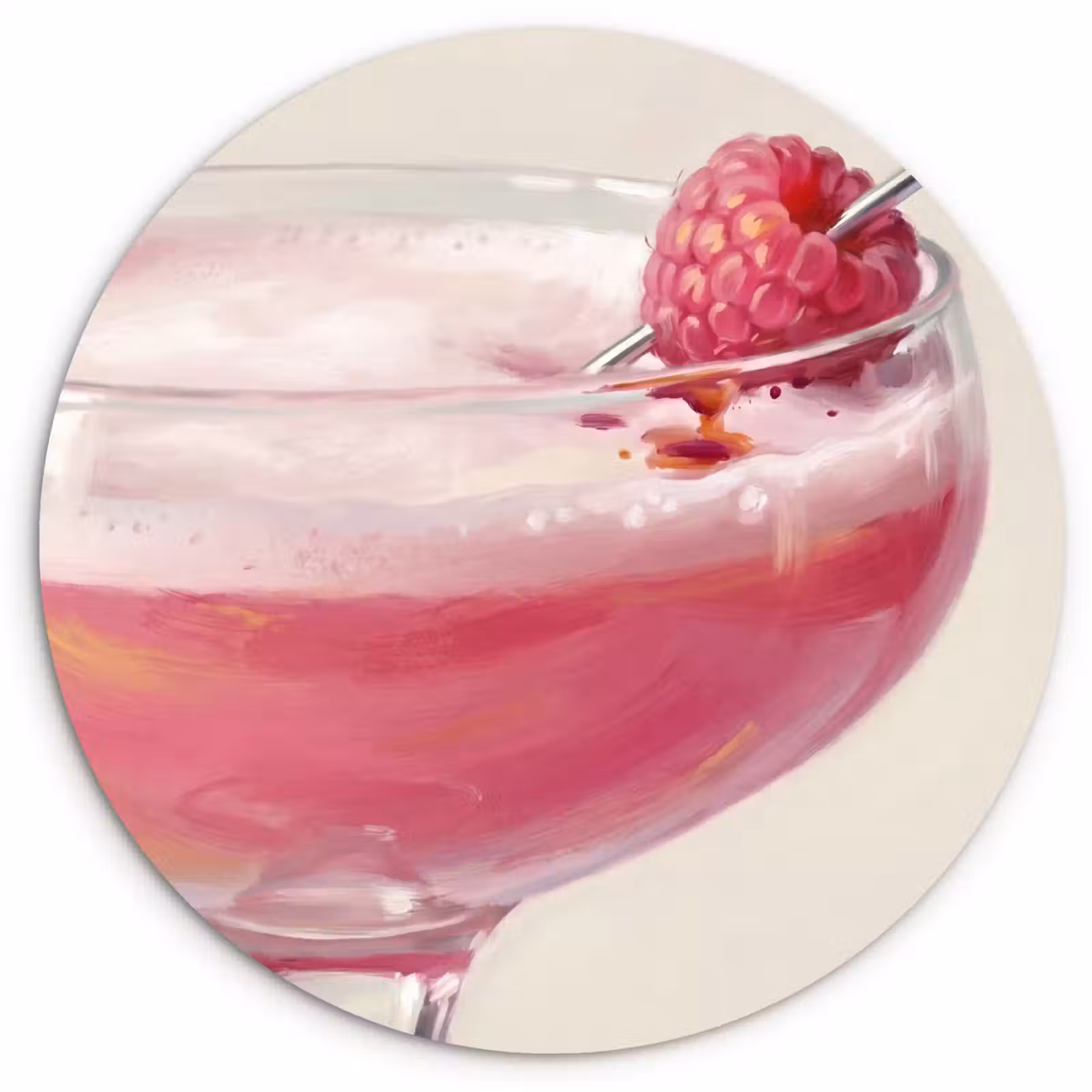Muurcirkel - Cocktail - Framboos - Drank - Modern - Roze — 1