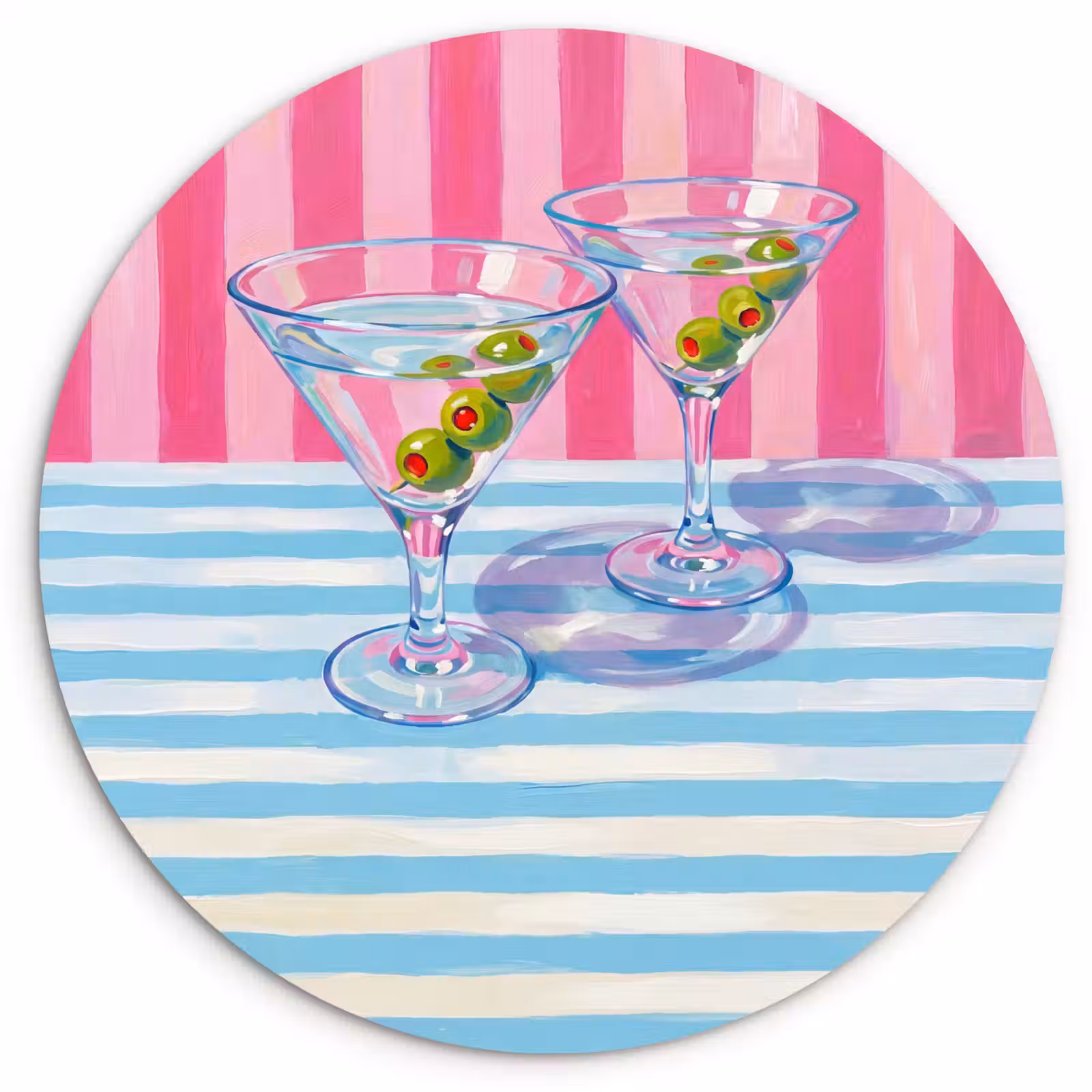Muurcirkel - Cocktail - Olijven - Kunst - Modern - Roze — 1
