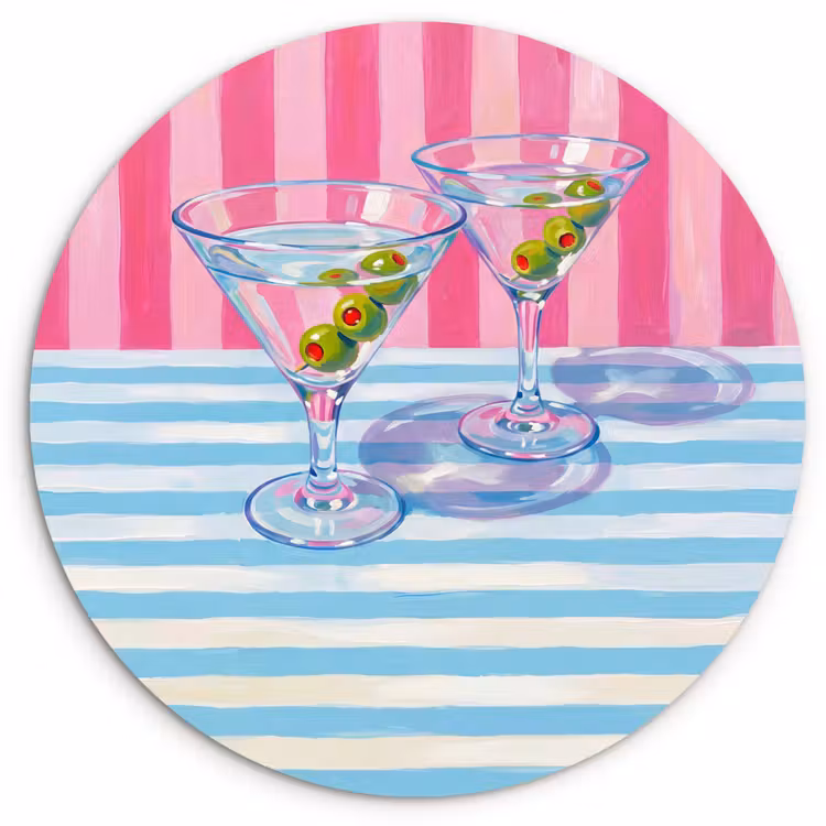 Muurcirkel - Cocktail - Olijven - Kunst - Modern - Roze — 1