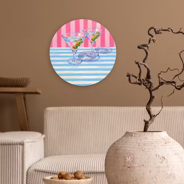 Muurcirkel - Cocktail - Olijven - Kunst - Modern - Roze — 2