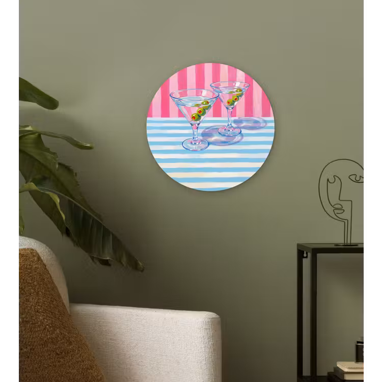 Muurcirkel - Cocktail - Olijven - Kunst - Modern - Roze — 3
