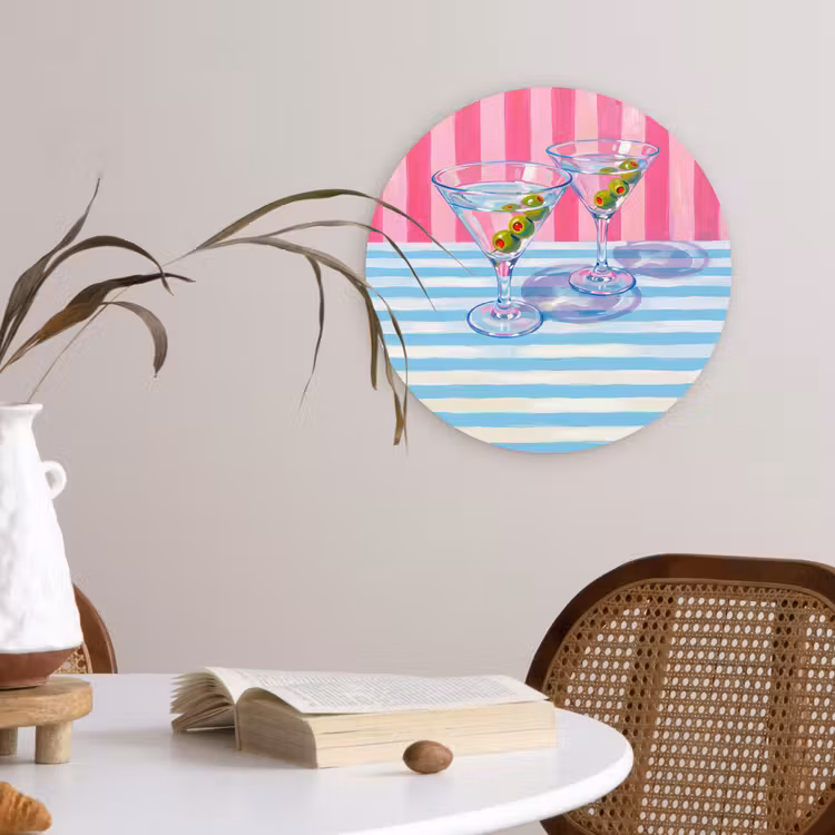 Muurcirkel - Cocktail - Olijven - Kunst - Modern - Roze — 4