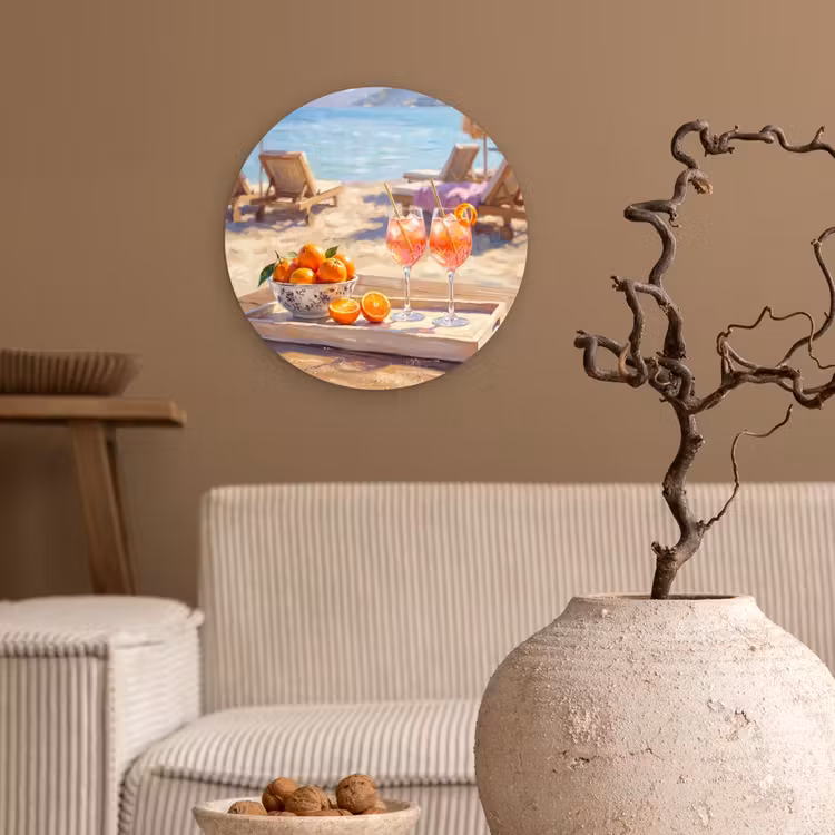 Muurcirkel - Drank - Glazen - Strand - Zomer - Oranje — 2