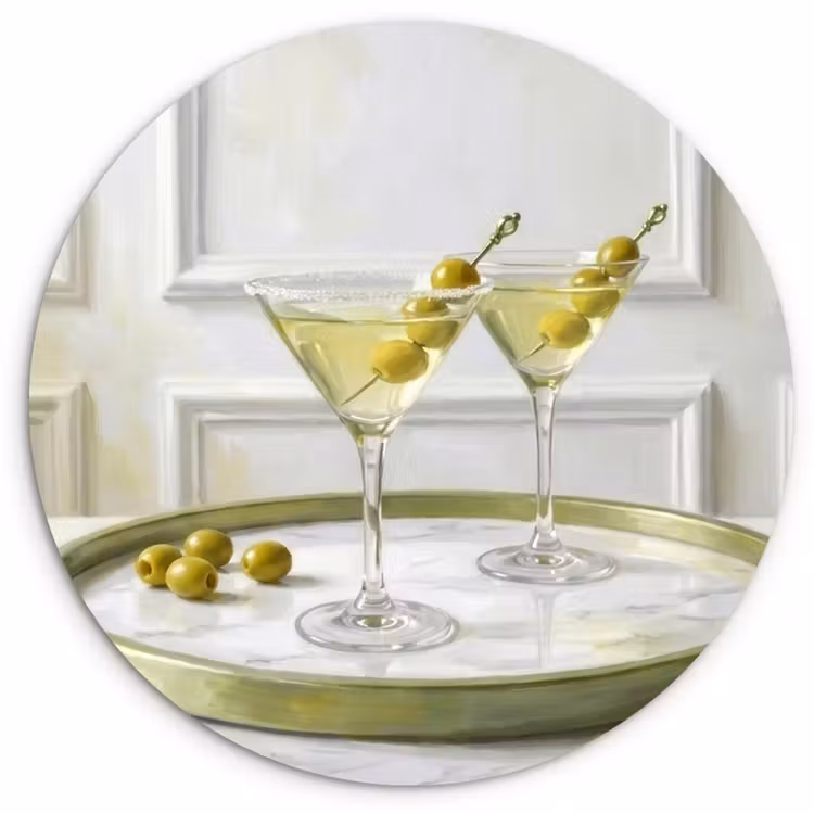 Muurcirkel - Drank - Martini - Olijven - Modern - Wit — 1