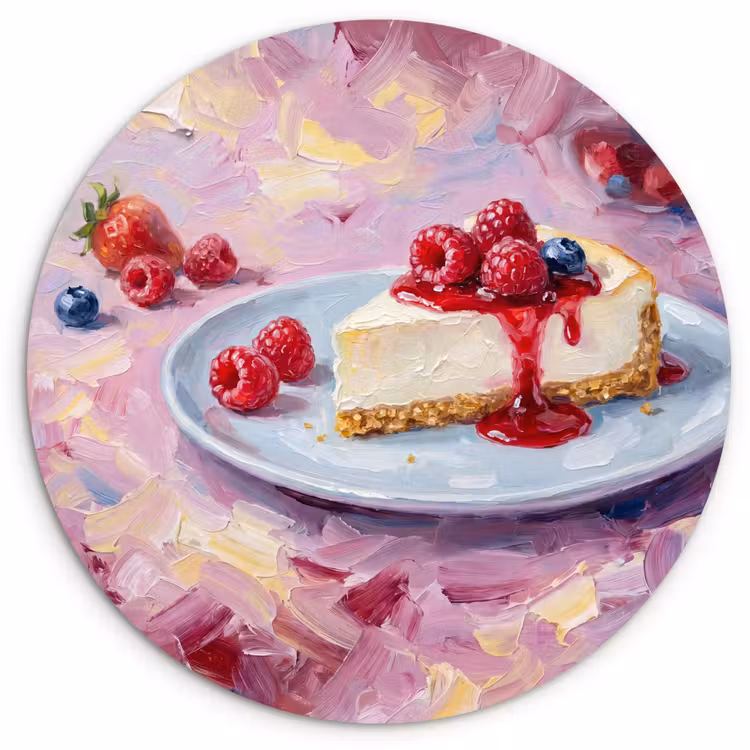 Muurcirkel - Eten - Cheesecake - Bessen - Abstract - Roze — 1