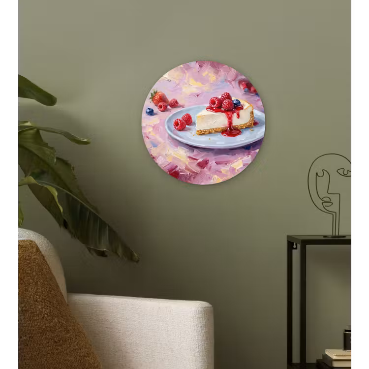 Muurcirkel - Eten - Cheesecake - Bessen - Abstract - Roze — 3