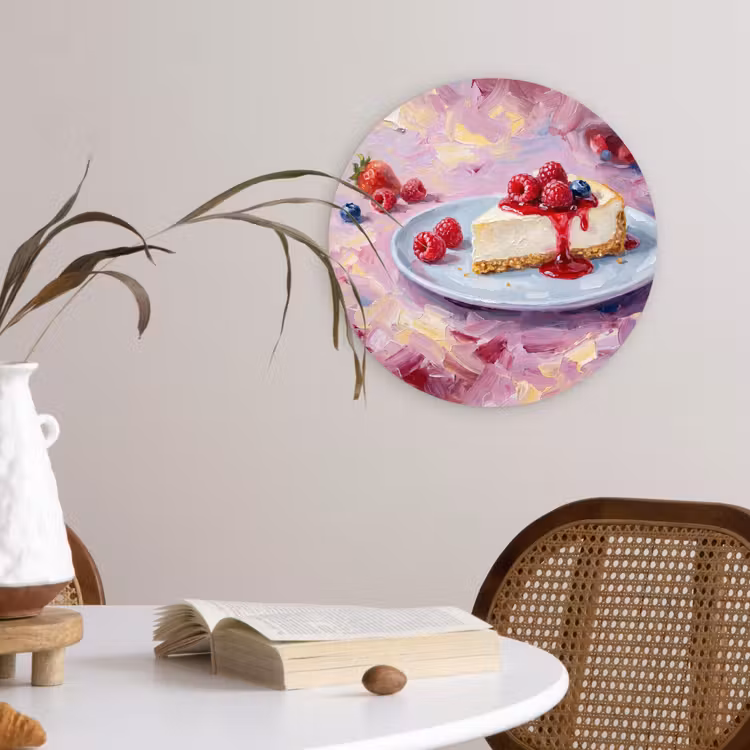 Muurcirkel - Eten - Cheesecake - Bessen - Abstract - Roze — 4
