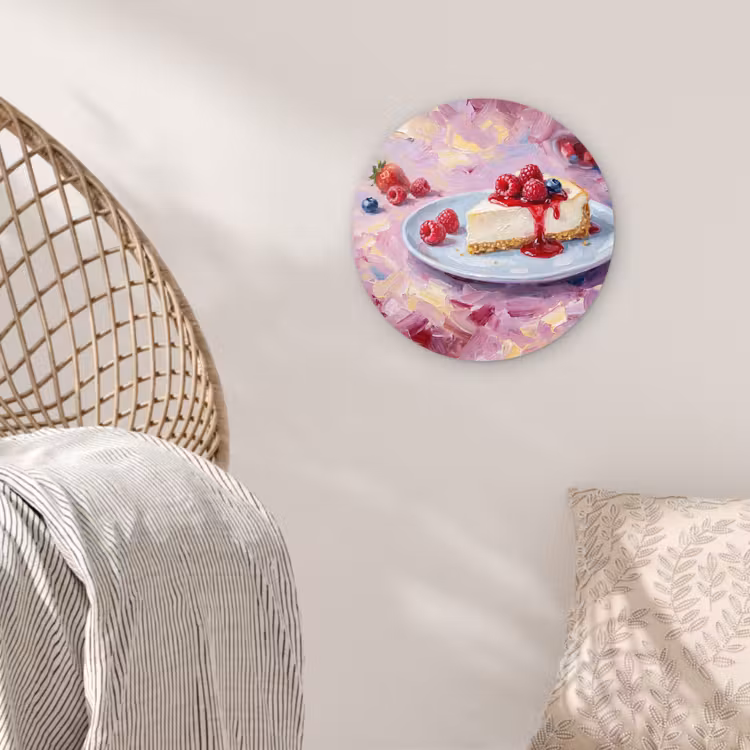Muurcirkel - Eten - Cheesecake - Bessen - Abstract - Roze — 5