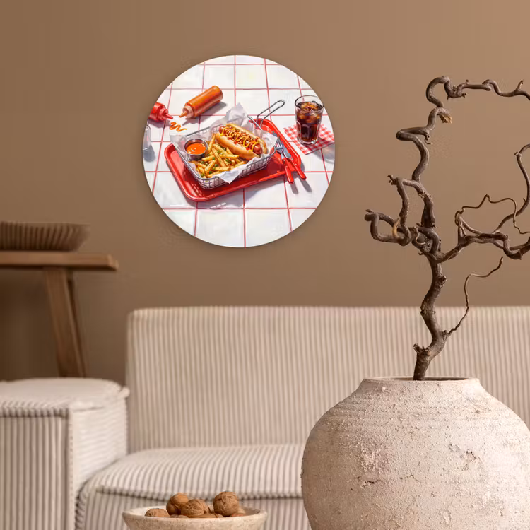 Muurcirkel - Eten - Hotdog - Fastfood - Modern - Rood — 2
