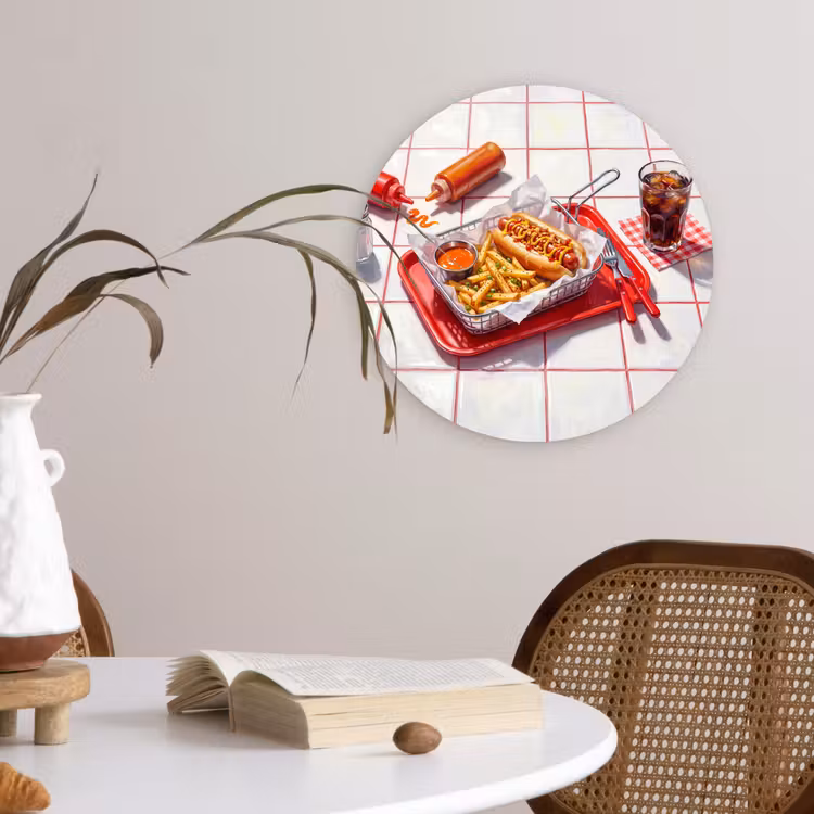 Muurcirkel - Eten - Hotdog - Fastfood - Modern - Rood — 4