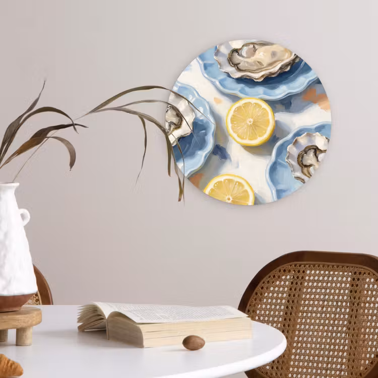 Muurcirkel - Eten - Oesters - Citroenen - Modern - Geel — 4