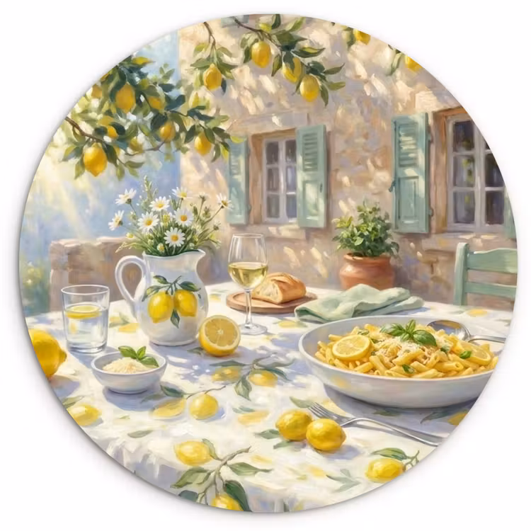 Muurcirkel - Eten - Terras - Zomer - Geschilderd - Geel — 1