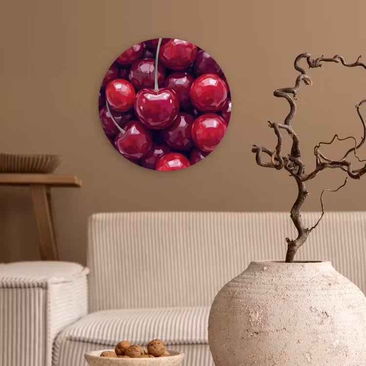 Muurcirkel - Fruit - Kersen - Eten - Modern - Rood — 2