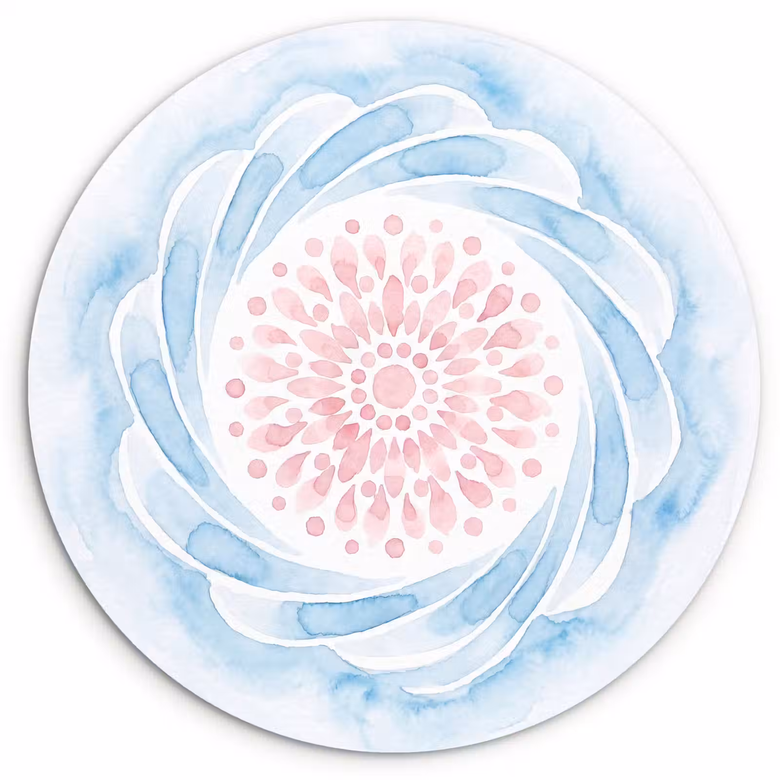 Muurcirkel - Abstract - Bloemvorm - Aquarel - Roze - Blauw — 1