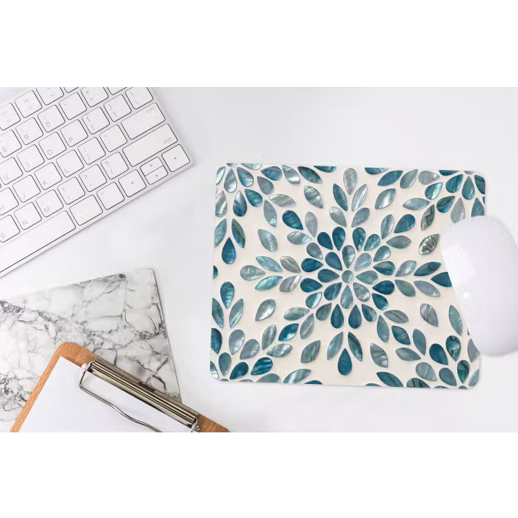 Muismat - Patroon - Bladeren - Abstract - Modern - Turquoise — 2